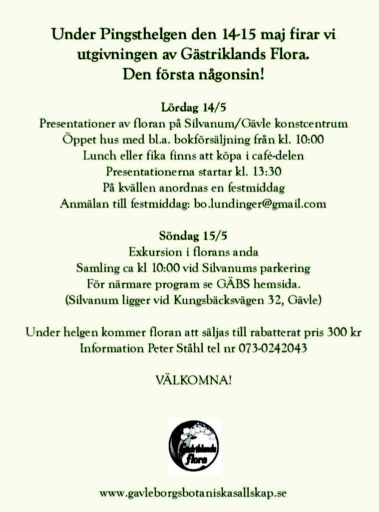 Inbjudan Gästriklands flora 2